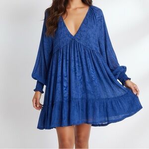 Beyond the Radar Blue V-Neck‎ Dress Sz XL NWT